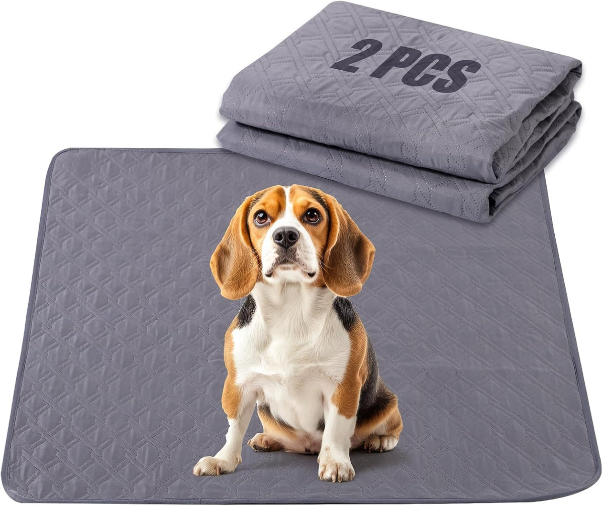 Washable Dog Pee Pads 2 Pack, 60X48 In, Waterproof Non-Slip, Grey